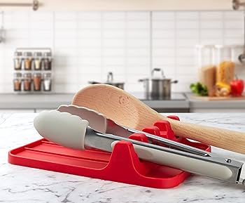 CARRICE Silicone Utensil Rest - Anti-Spill Spoon Holder For Kitchen Countertops