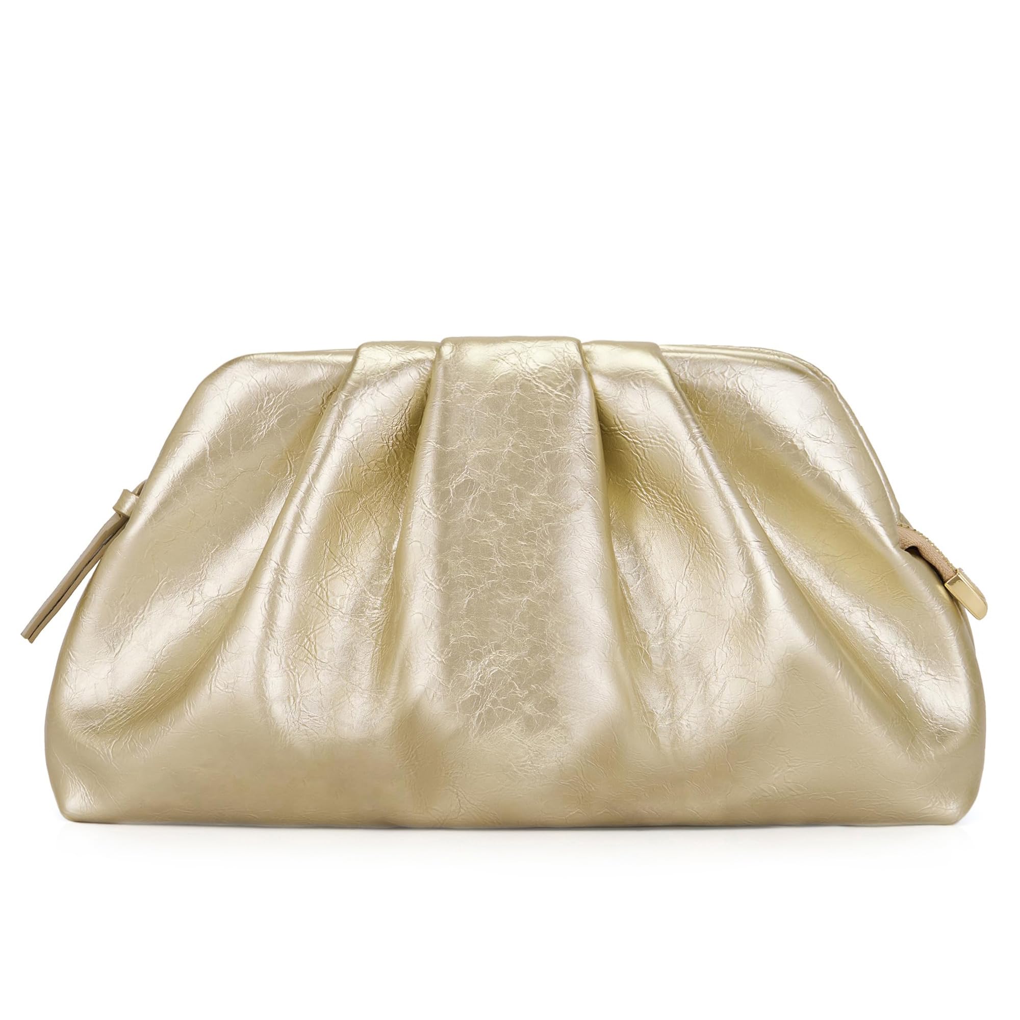 Damen Clutch Cloud Pleated Abendtasche Elegante Tasche Klein Handtasche PU Leder Schultertasche für Hochzeit mit Reißverschluss