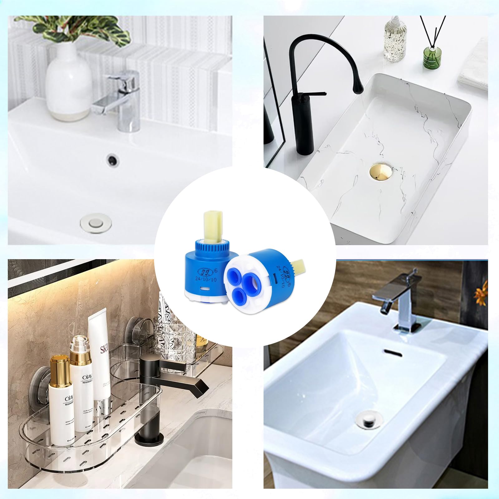 HORREX 2 Pezzi 35 MM Cartuccia Rubinetto Miscelatore Filtro Anticalcare Doccia Purificatore Acqua Rubinetto Depuratore Acqua Domestico Facile da Installare e Durevole per Miscelatore Universale