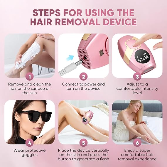 IPL Hair Removal Device 5 Energy Levels, 999,999 Flashes, Manual & Automatic 2 Modes, Painless,Laser Hair Removal Devices for Face, Underarms, Legs, and Body for Women and Men KEYSAFER