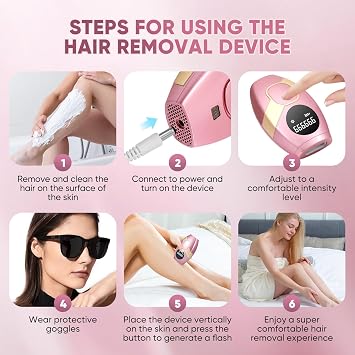 IPL Hair Removal Device 5 Energy Levels, 999,999 Flashes, Manual & Automatic 2 Modes, Painless,Laser Hair Removal Devices for Face, Underarms, Legs, and Body for Women and Men KEYSAFER