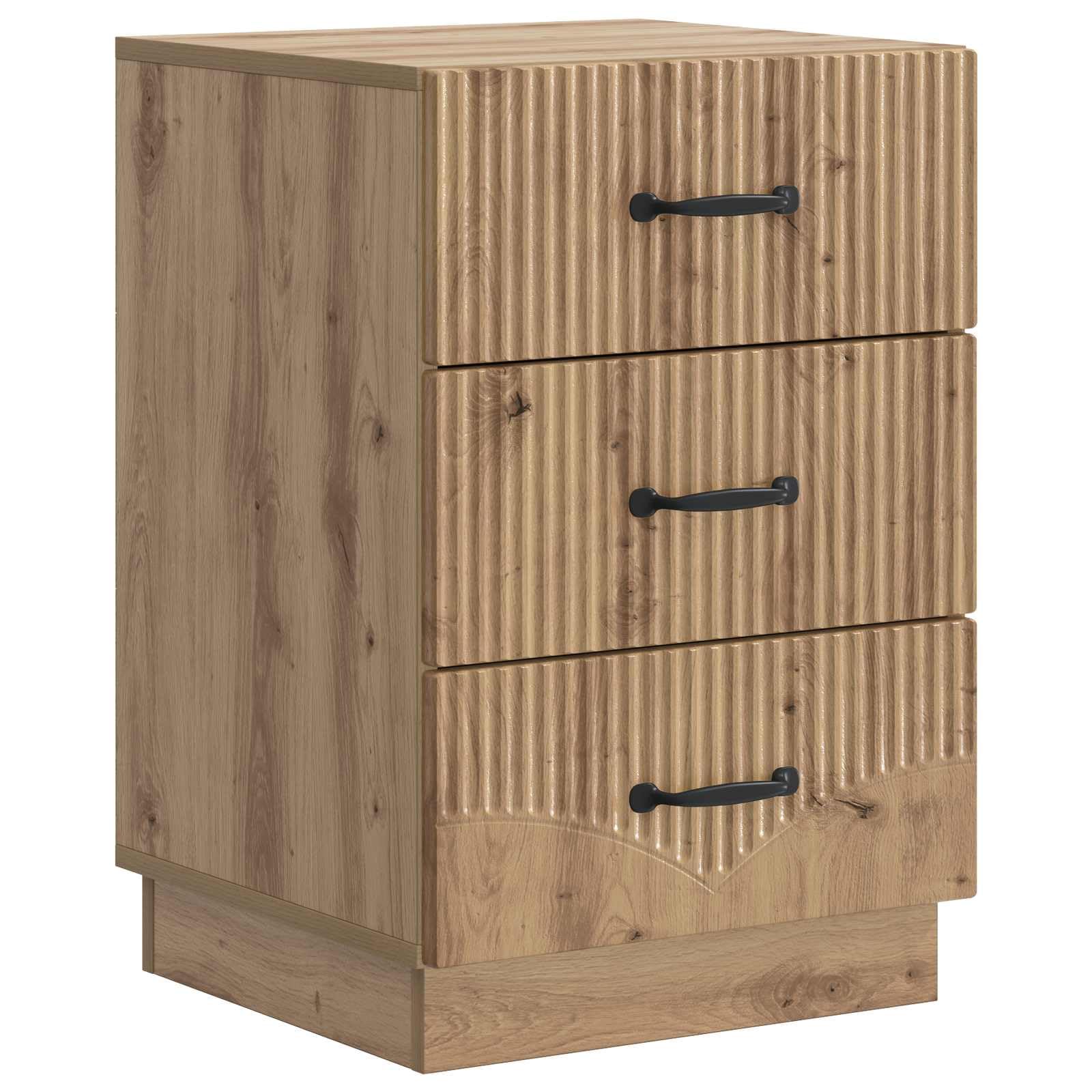 Mesita de noche de madera de roble Artisan, con 3 cajones, 43 x 41 x 63,5 cm, estilo vintage, con espacio de almacenamiento, para dormitorio, salón, pasillo y habitación infantil