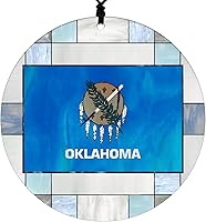 Vista 34 de New Hampshire Christmas Ornament - Faux Stained Glass Design Effect Featuring State Flag - 2026 Hanging Acrylic Disc Decoration for Tree - Unique