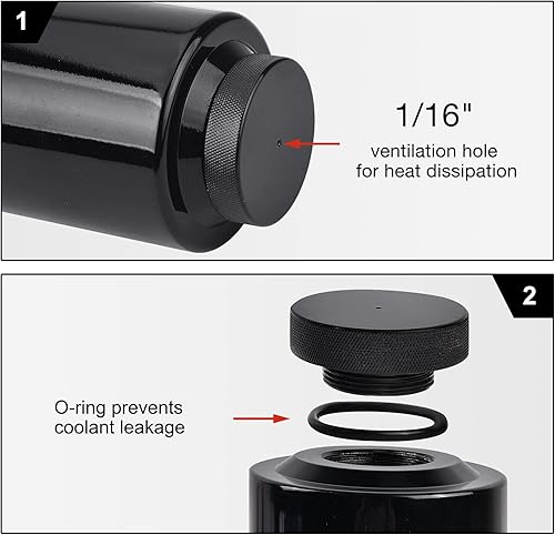 Miniatura 4 de EVIL ENERGY Tanque de desbordamiento de refrigerante, botella de desbordamiento del radiador 800ml de aluminio universal negro