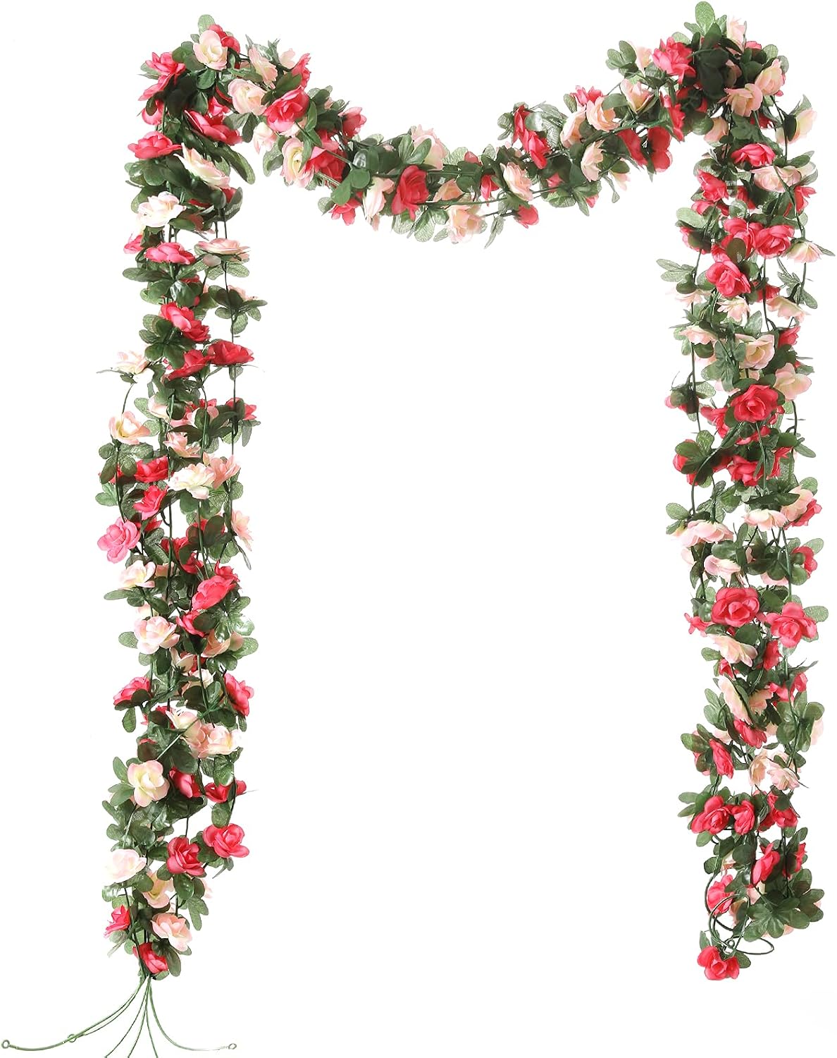 DerBlue 6 Pcs 50 Feet Flower Garland Artificial Rose Vine Flowers Plants Artificial Flower Hanging Rose Ivy Home Hotel Office Wedding Party Garden Craft Art Décor