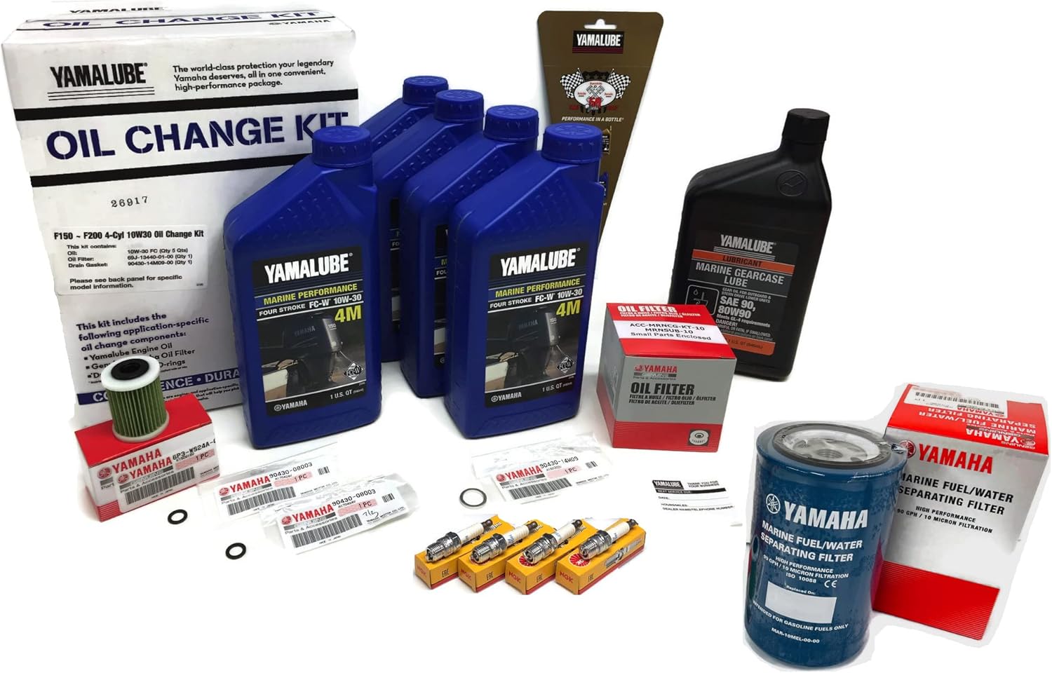 YAMAHA 2006+ F150 F150B F150XB Oil Change Gear Lube Gasket Spark Plugs Fuel Water Separator Fuel Filter Maintenance Kit