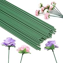 Kesote Flower Wire 50 Pieces Flower Stems 2 mm x 20 cm Florist Wire Green Flower Stem Wire for Flowers Heads Crafts Crafts