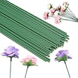Green Floral Wire Stems, 50 Pieces, Thick Flower Rose Bud Sticks, 8 Inches