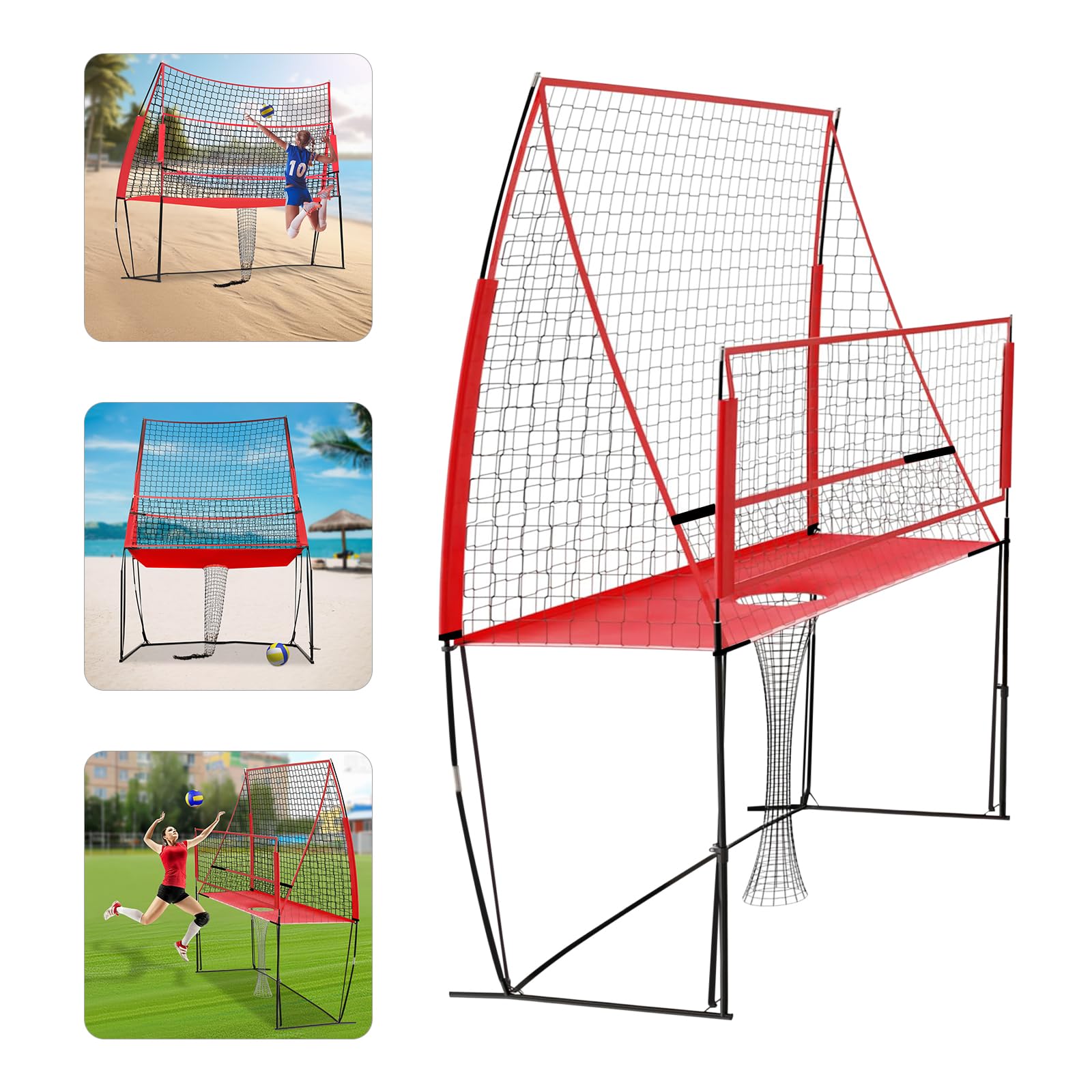 Professionelles Volleyball Trainingsnetz, Höhenverstellbar VolleyballNetz, Solo-Trainingsgeräte, 244 x 335cm, Rebounder Volleyball für Aufschlag, Dunking & Techniktraining, Ideal für Einzeltra