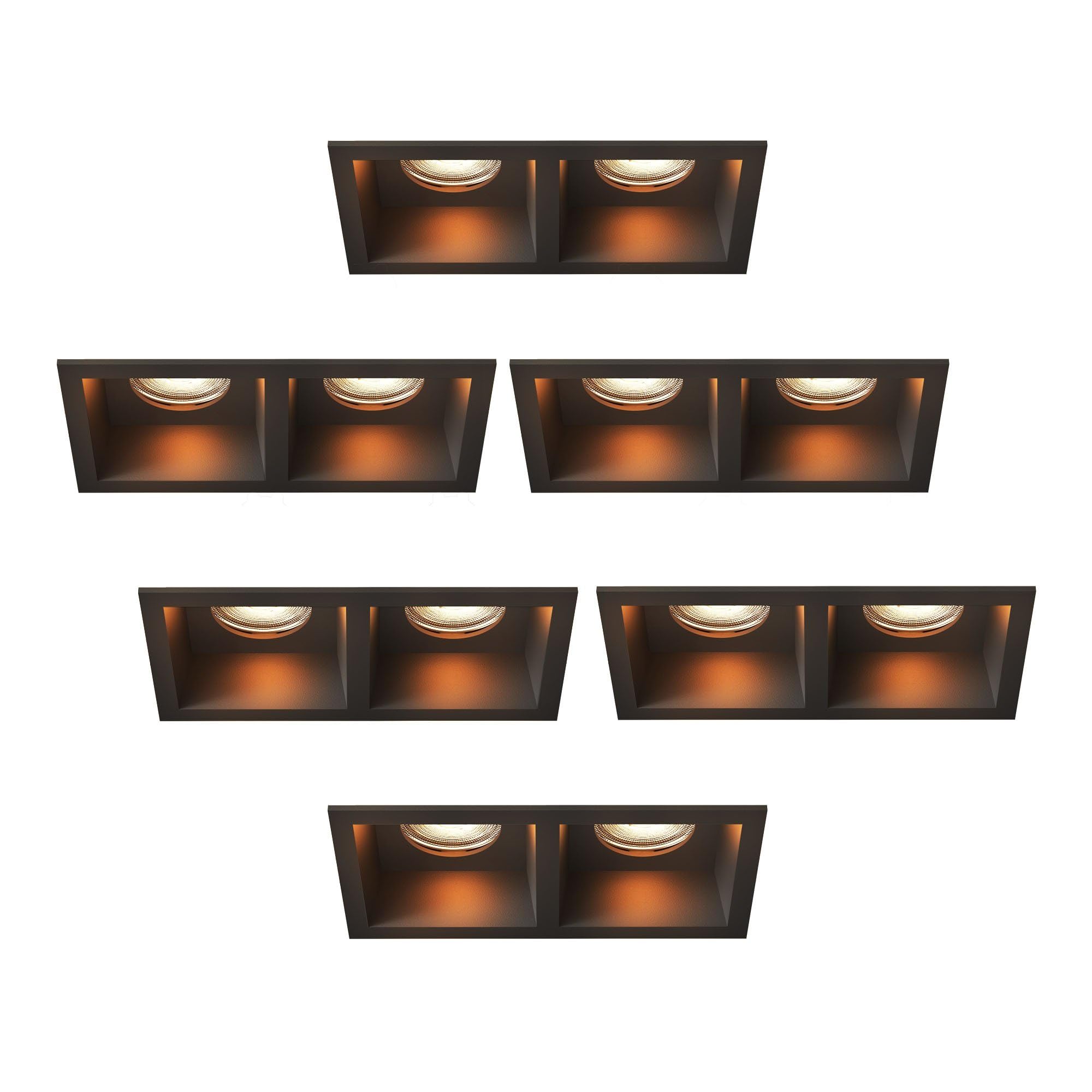 Ledvion 6 piezas foco empotrable LED negro 3W blanco calido