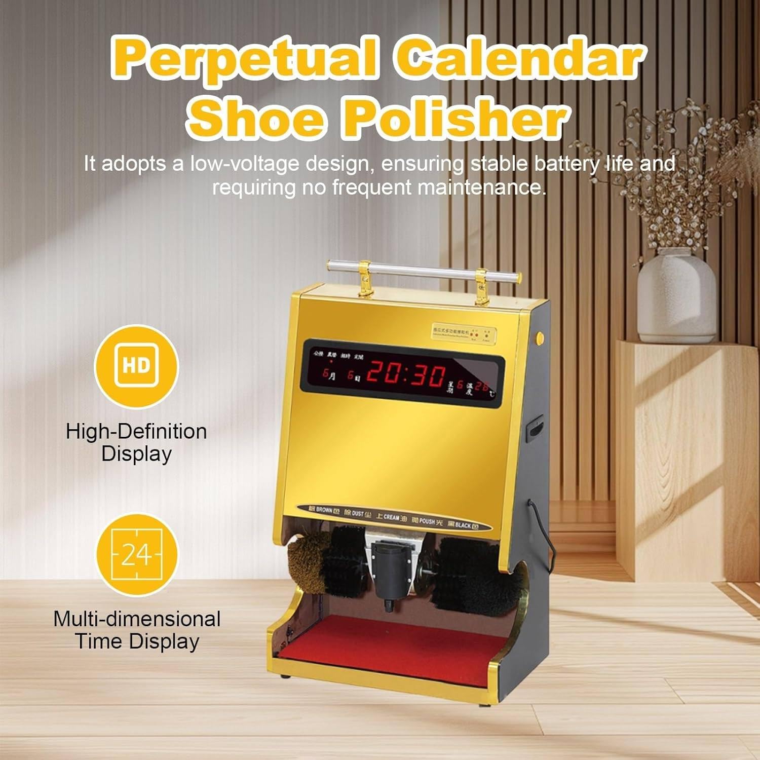 Pulidora eléctrica de zapatos, pulido totalmente automático y eliminación de polvo para zapatos de cuero, ideal para el hogar, oficina, espacios públicos, vestíbulo de hotel, fácil de usar