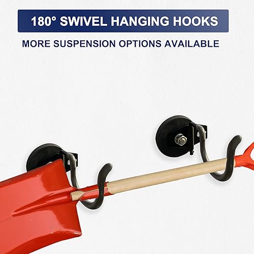 Miniatura 6 de TSUYA Ganchos magnéticos de garaje grandes de alta resistencia 22 libras ganchos magnéticos para herramientas y escoba y mopa montado en la pared