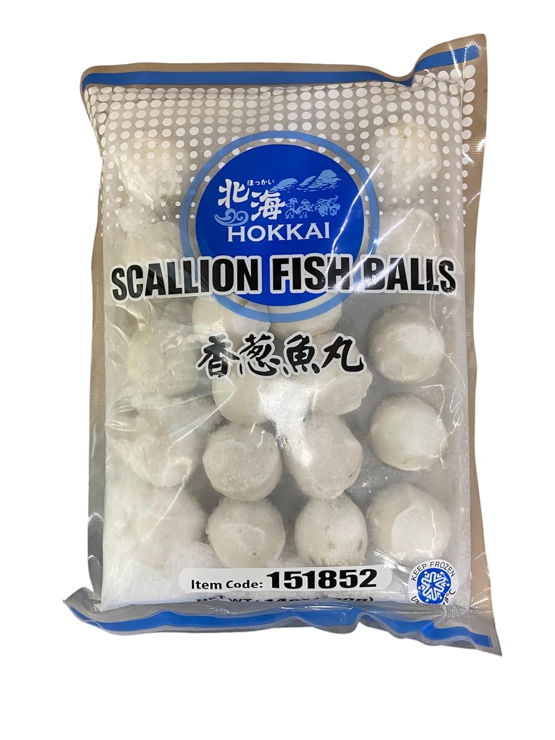 Hokkai Frozen Scallion Fish Balls. Frozen Food. Seafood
