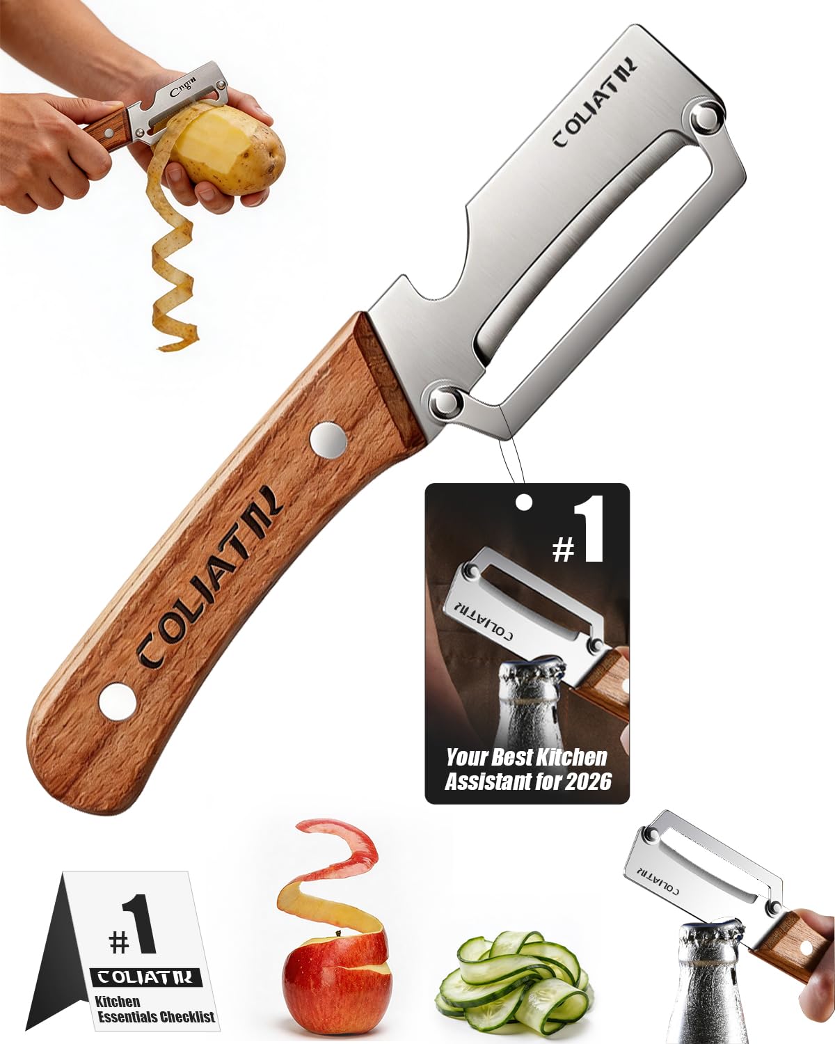 Zero Snag Wooden Kitchen Tools 2-in-1 Multifunctional Vegetable
