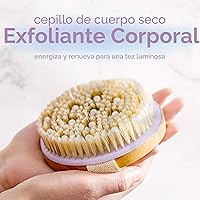 Vista 3 de MainBasics Cepillo corporal de cepillado en seco para drenaje linfático, piel seca, celulitis, circulación sanguínea con cerdas naturales