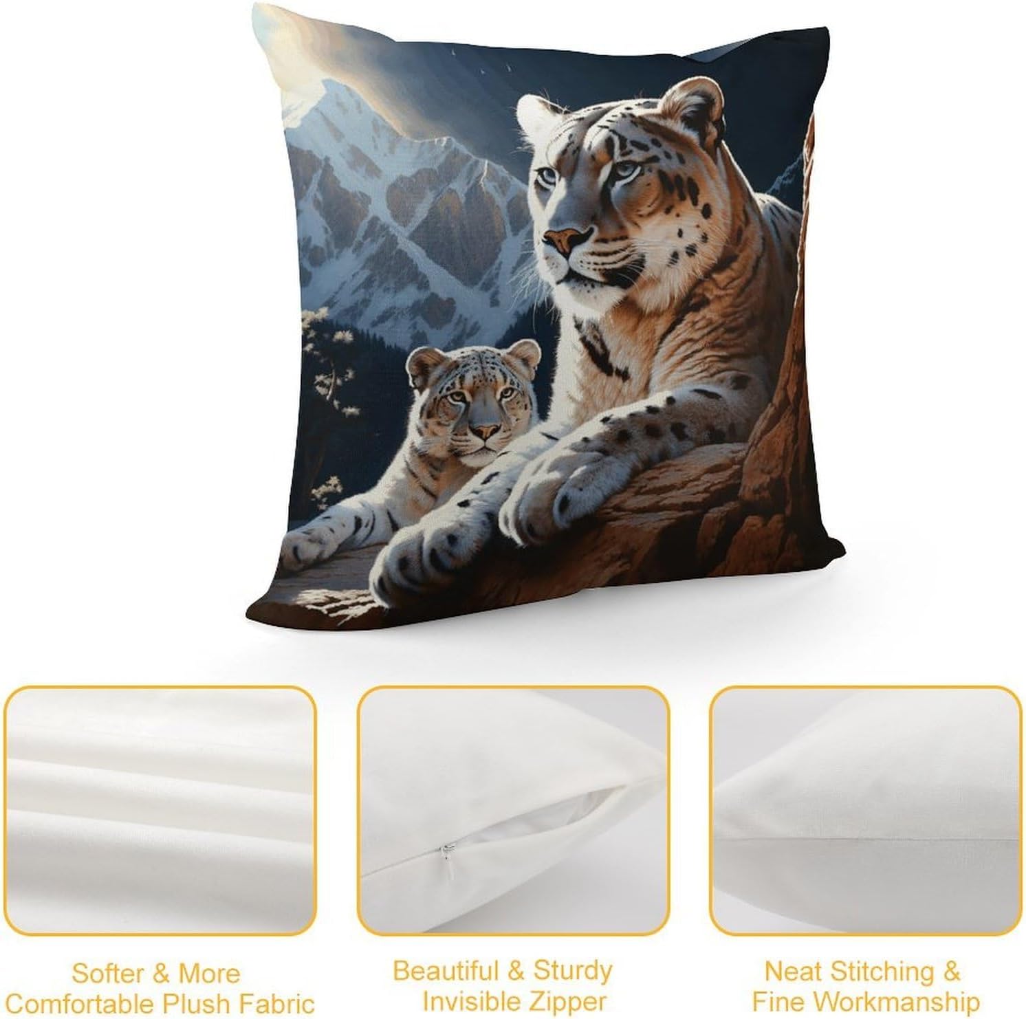 Mountain Lions Pillow Cover Square Pillow Case image 3