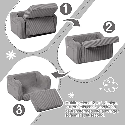 Miniatura 56 de MeMoreCool Sofá de dinosaurio para niños, silla plegable para niños pequeños, sofá cama convertible que brilla en la oscuridad, salón plegable para