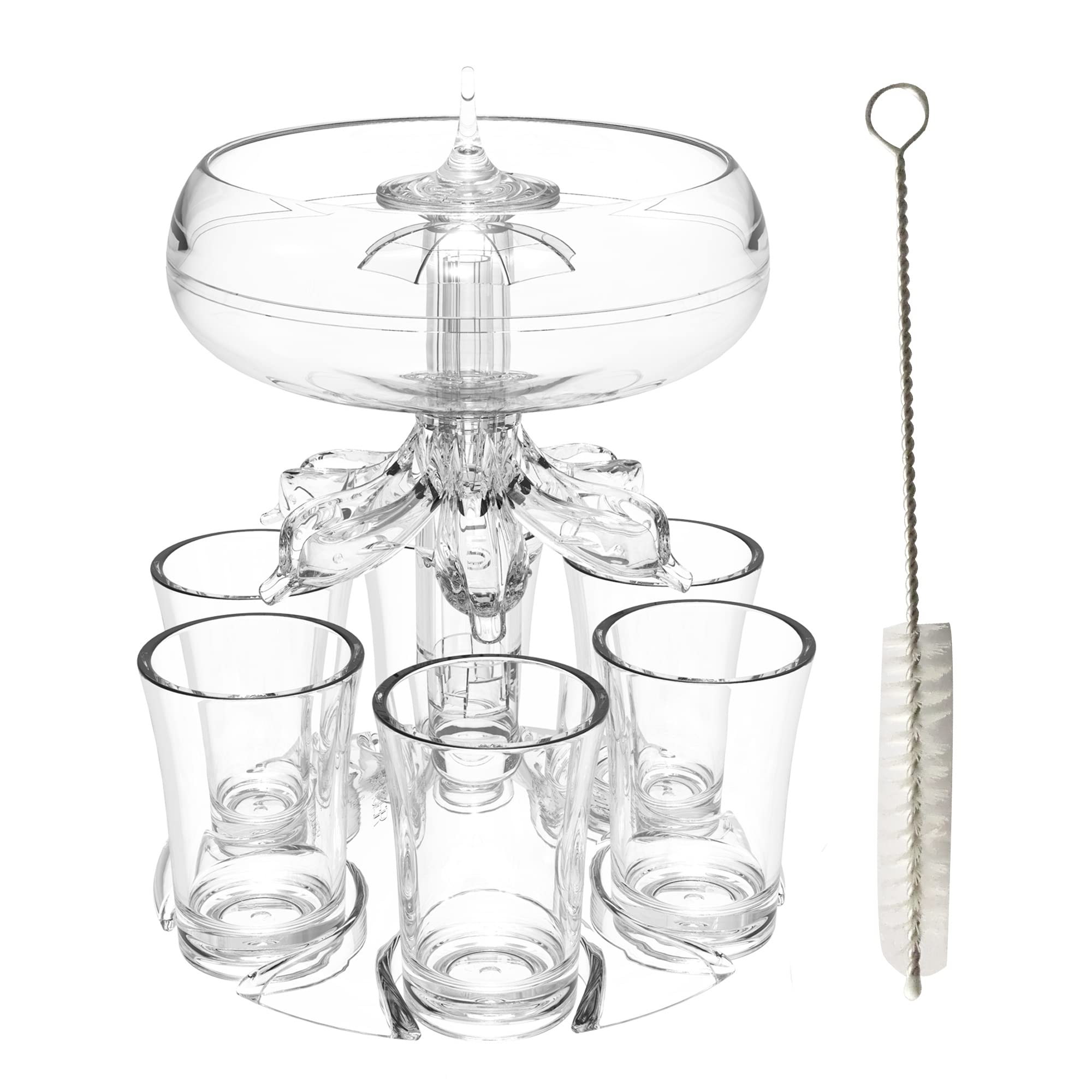 6 Shot Glass Dispenser and Holder, Liquor Dispenser with Brush