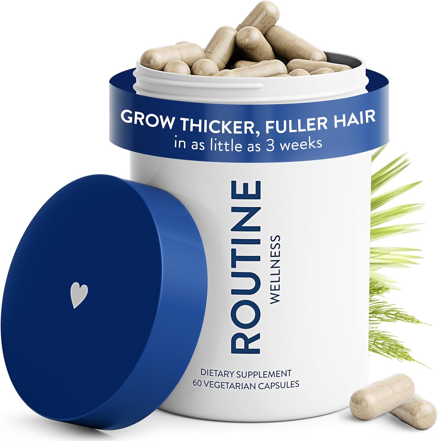 Routine Wellness Hair Growth Supplement – CLINICALLY Tested Thicker, Fuller-Looking Hair Support with Biotin & Key Nutrients, Vegetarian & Gluten-Free Vitamins - 1 Bottle, 30 Day Supply