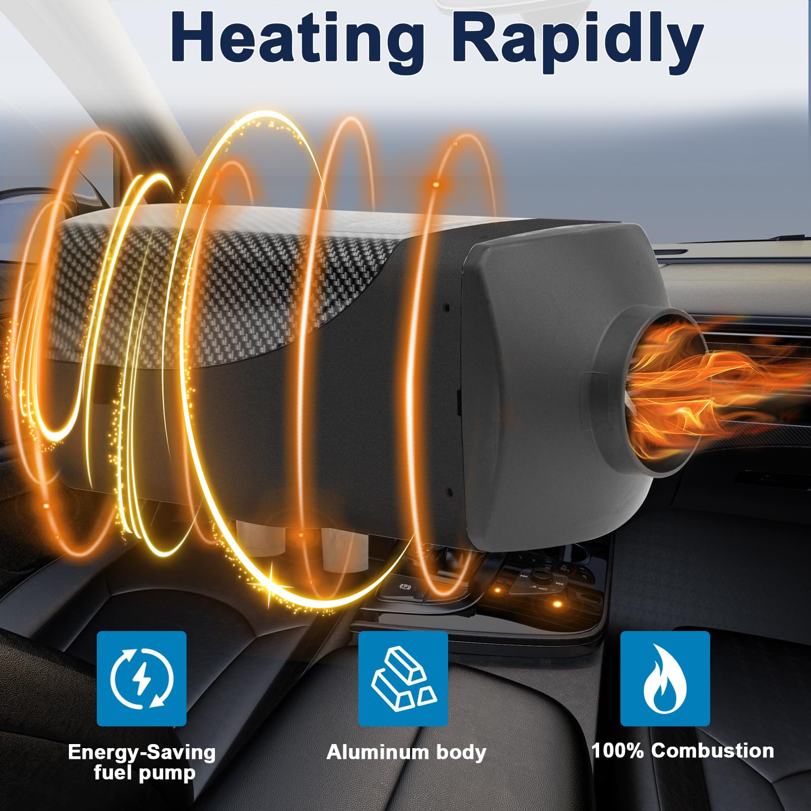 Nagrzewnica powietrza Diesel 5 kW 12 V, zestaw nagrzewnic powietrza ze zbiornikiem 10 l, termostatem LCD, monitorem, tłumikiem, pilotem do samochodu, SUV-a, kampera, furgonetki, łodzi i garażu (czar