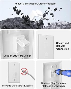 VCE UL Listed (30-Pack) Blank Keystone Jack Inserts for Keystone Wall Plate and Patch Panel, White