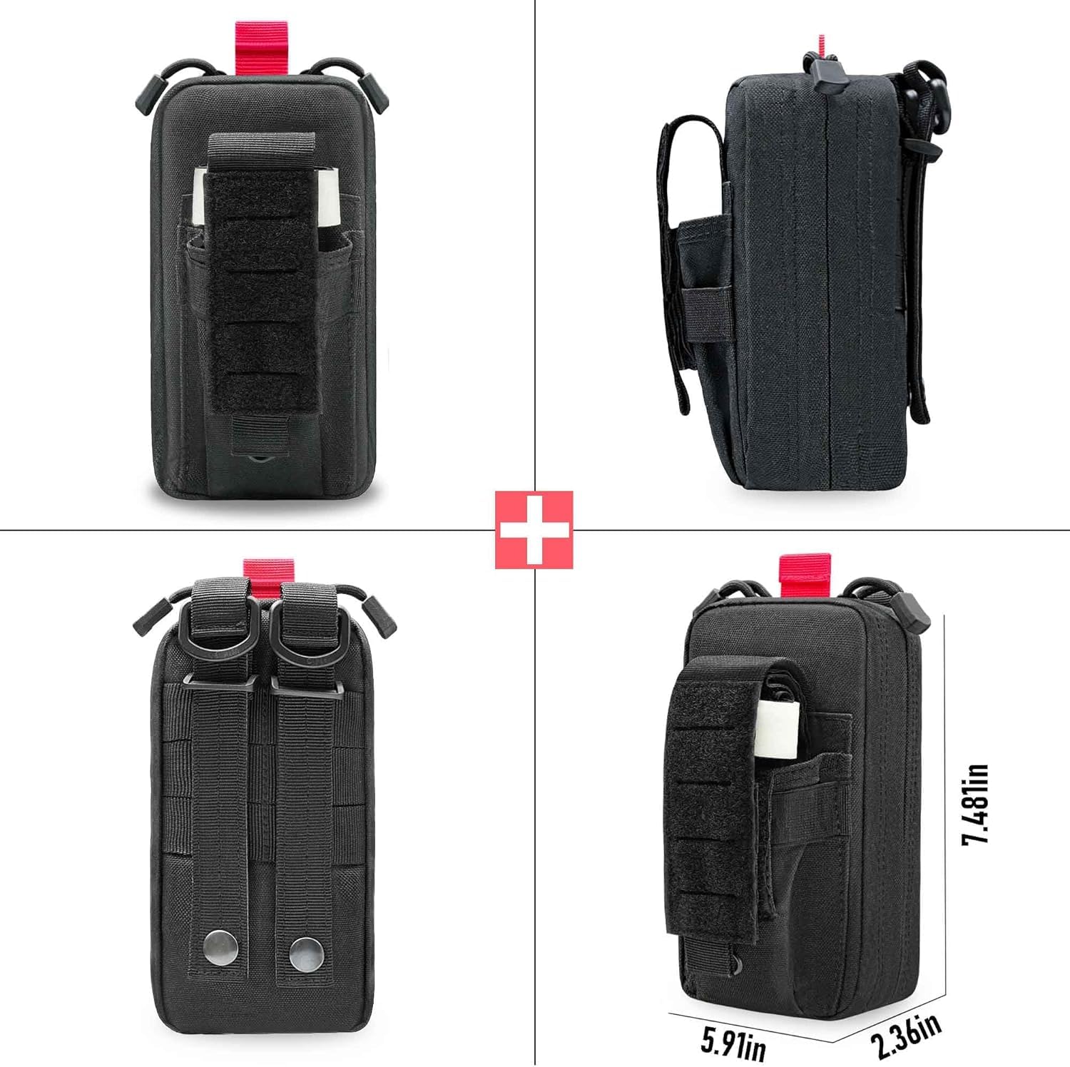 Ifak Med - Kit de primeros auxilios para trauma Molle negro, accesorio de repuesto para kit de primeros auxilios médicos de emergencia para equipo de supervivencia militar