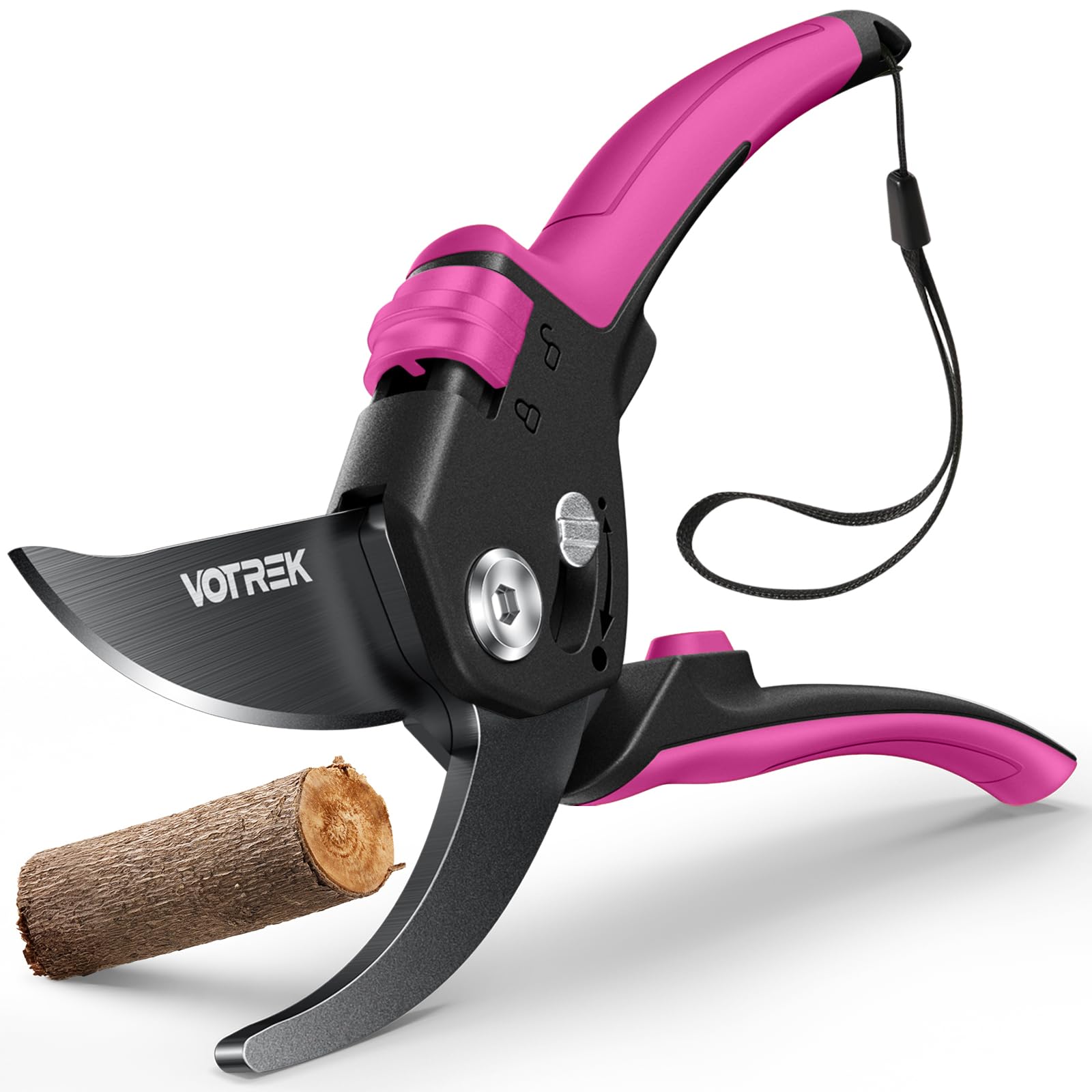 VOTREK 8,5" Bypass-Gartenschere mit stufenloser Grifföffnung, Profi-Rosenschere & Baumschere mit SK5-Stahl und interner Feder für müheloses Schneiden – ideal bei schwacher Handkraft.【Armband】 Geschenk