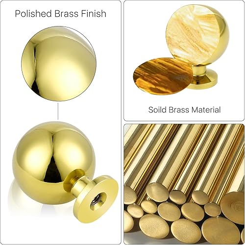 Miniatura 8 de Perillas redondas de cromo pulido para gabinete, paquete de 2 manijas de latón macizo, accesorios para tocador, cocina, dormitorio, baño, cajón