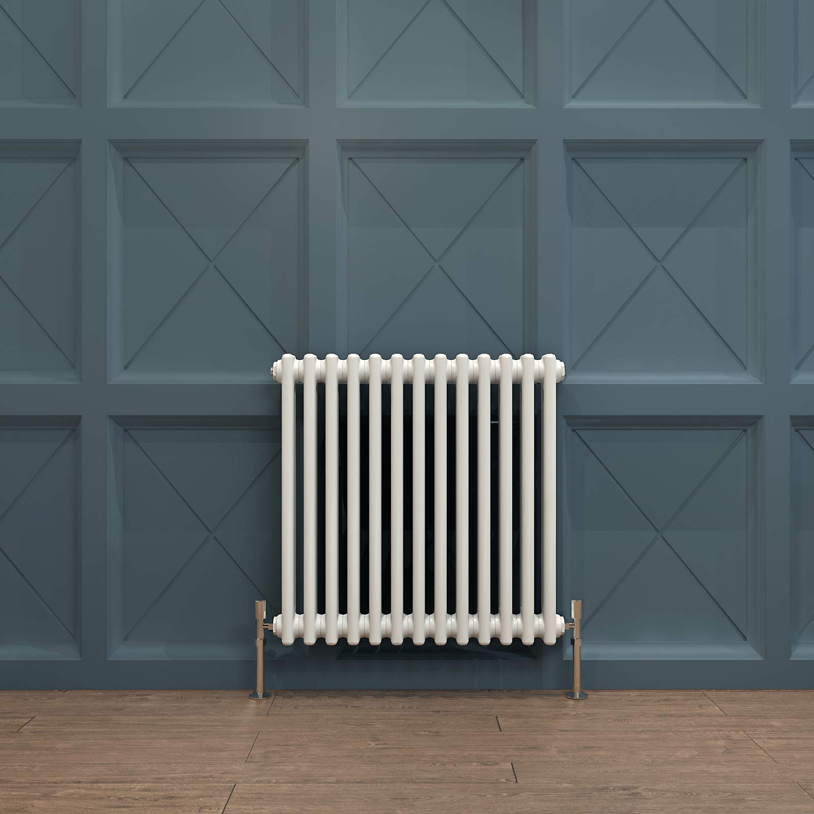 Acezanble∣Traditional 2 Column Radiator Horizontal Rads Cast Iron Style White-600x605mm Centre Heating