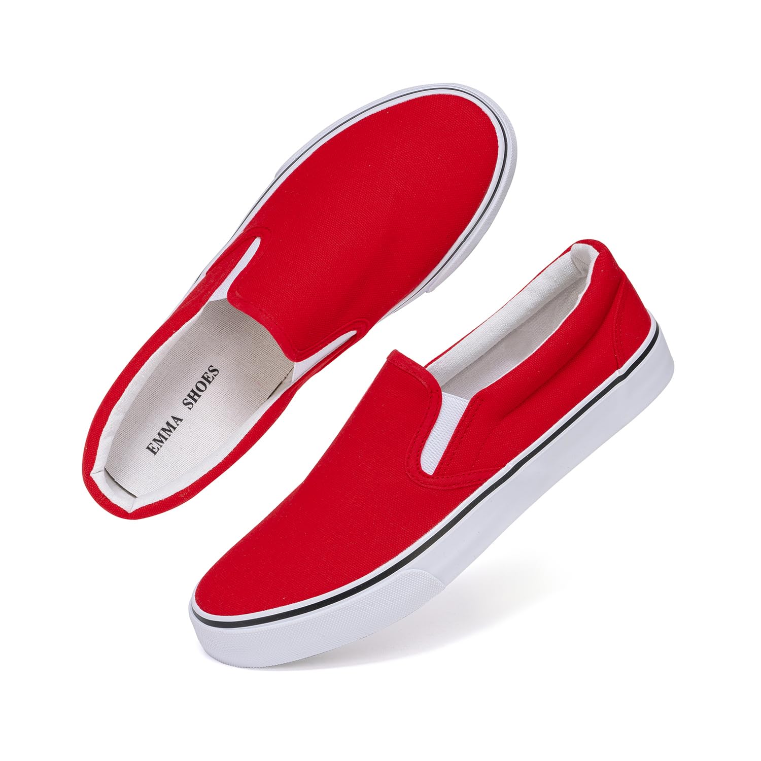 Emma Shoes Low-Top Slip Ons Women's Fashion Sneakers Casual Canvas Sneakers for Women Comfortable Flats Breathable Padded Insole Slip on Sneakers