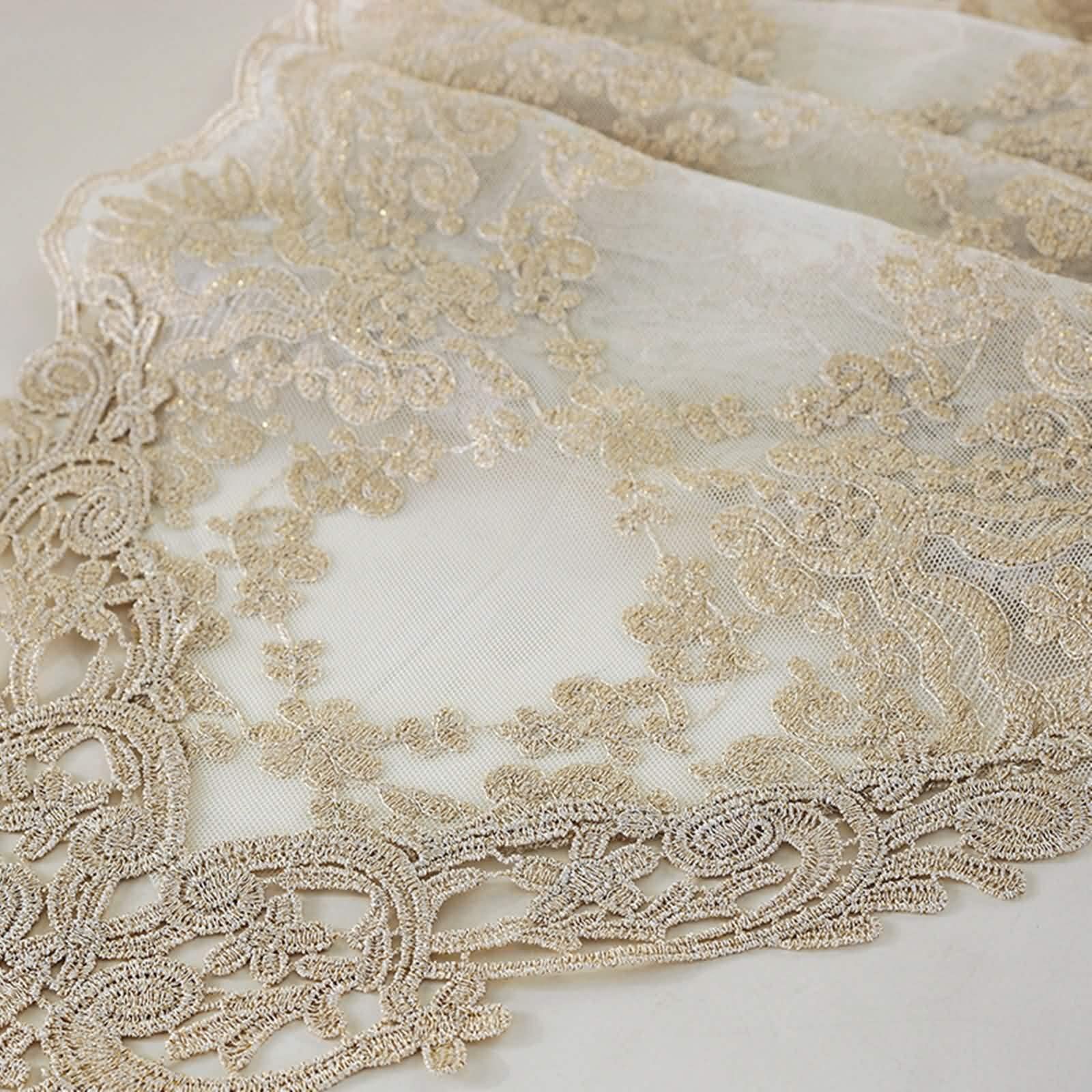 Spitze Tischläufer Herbst, Tischläufer Party Hell Gold 30x120CM Dreieckiges Maschenmuster Polyester Table Runner Tischdeko Wohnzimmer Küche