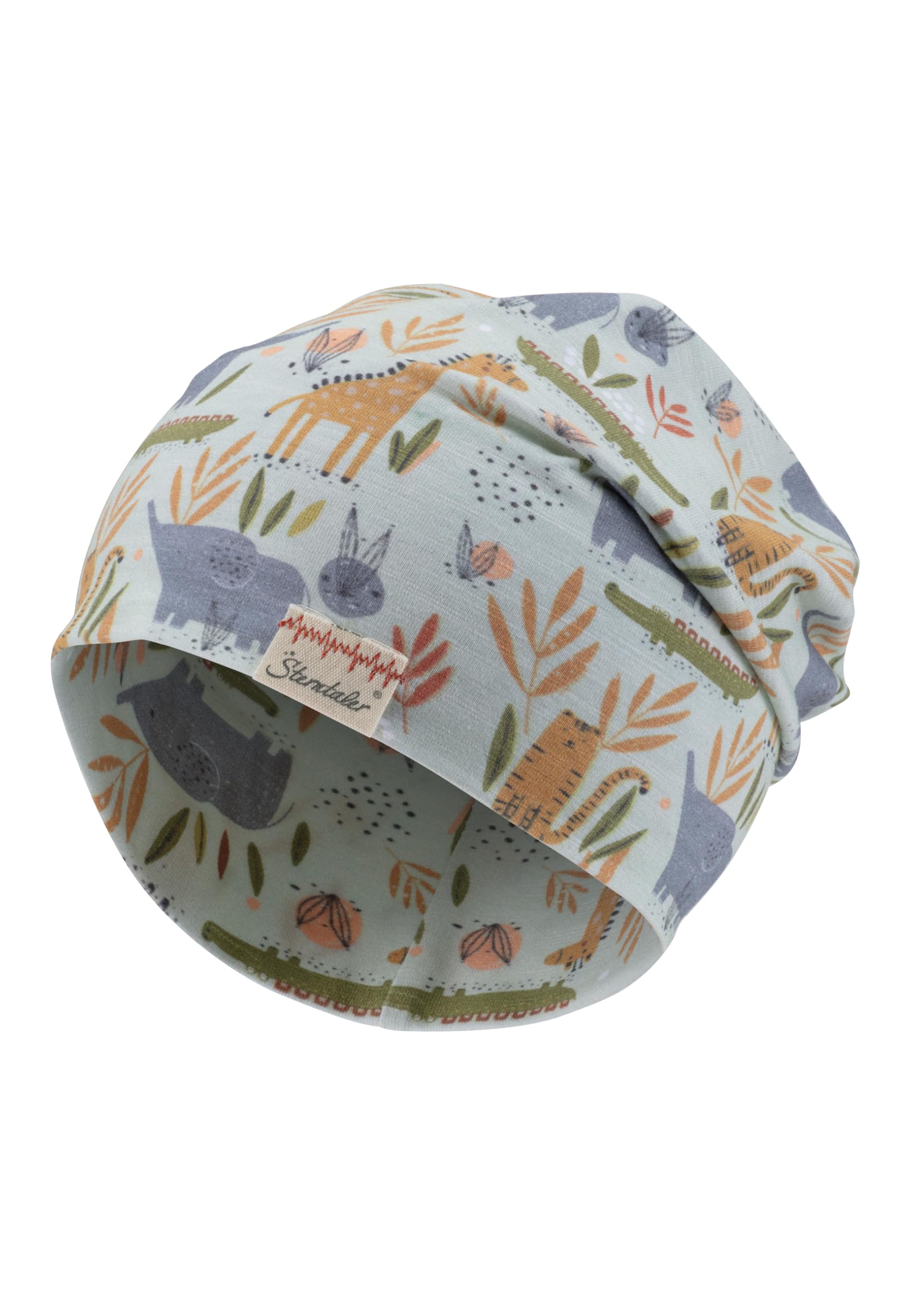 Sterntaler Beanie Safaritiere - Baby Mütze aus Flammgarn Jersey mit Allover Safari Druck - Unisex UV-Schutz 50+ Beanie Mütze - varibel tragbar - Baby und Kinder Übergangsmütze
