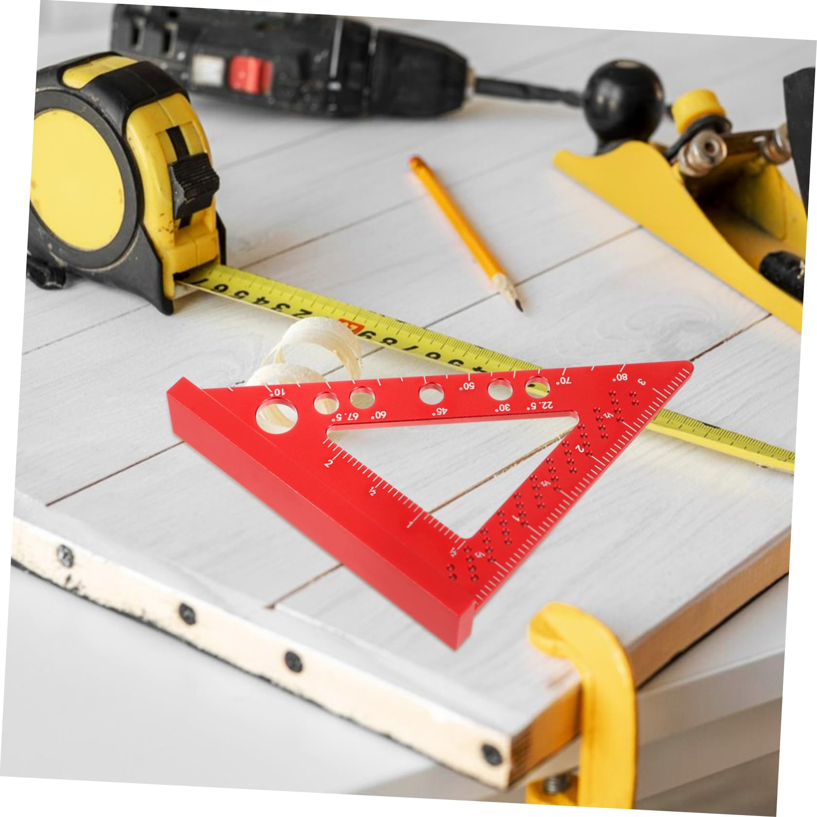 BESTonZON 4piezas Regla De Carpintería De Precisión Escuadra De Grados y Protractor Herramienta De Medición Para Proyectos De Carpintería y Diseño De Ingenieros