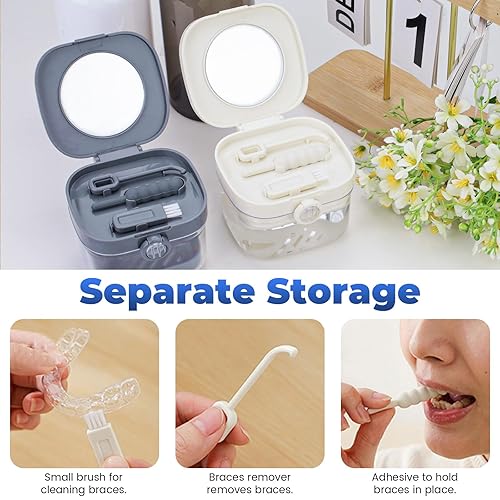 Miniatura 6 de Diakey Estuche de retención 2 en 1, funda limpiadora de alineadores de baño para dentadura, soporte, contenedor, organizador, taza de dentadura con
