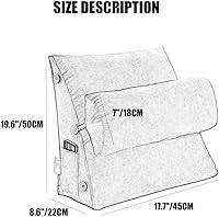 Vista 7 de Almohada triangular para lectura y dormir en forma de cuña con almohada ajustable para el cuello, soporte para cuerpo, espalda, lumbar, uso en cama