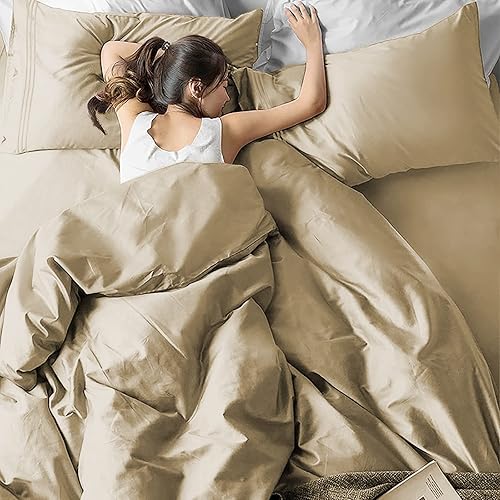 Miniatura 6 de EaseHome - Juego de sábanas color beige de tamaño Queen, bolsillo profundo para colchón de 21 pulgadas, 4 piezas, colección de sábanas y fundas de