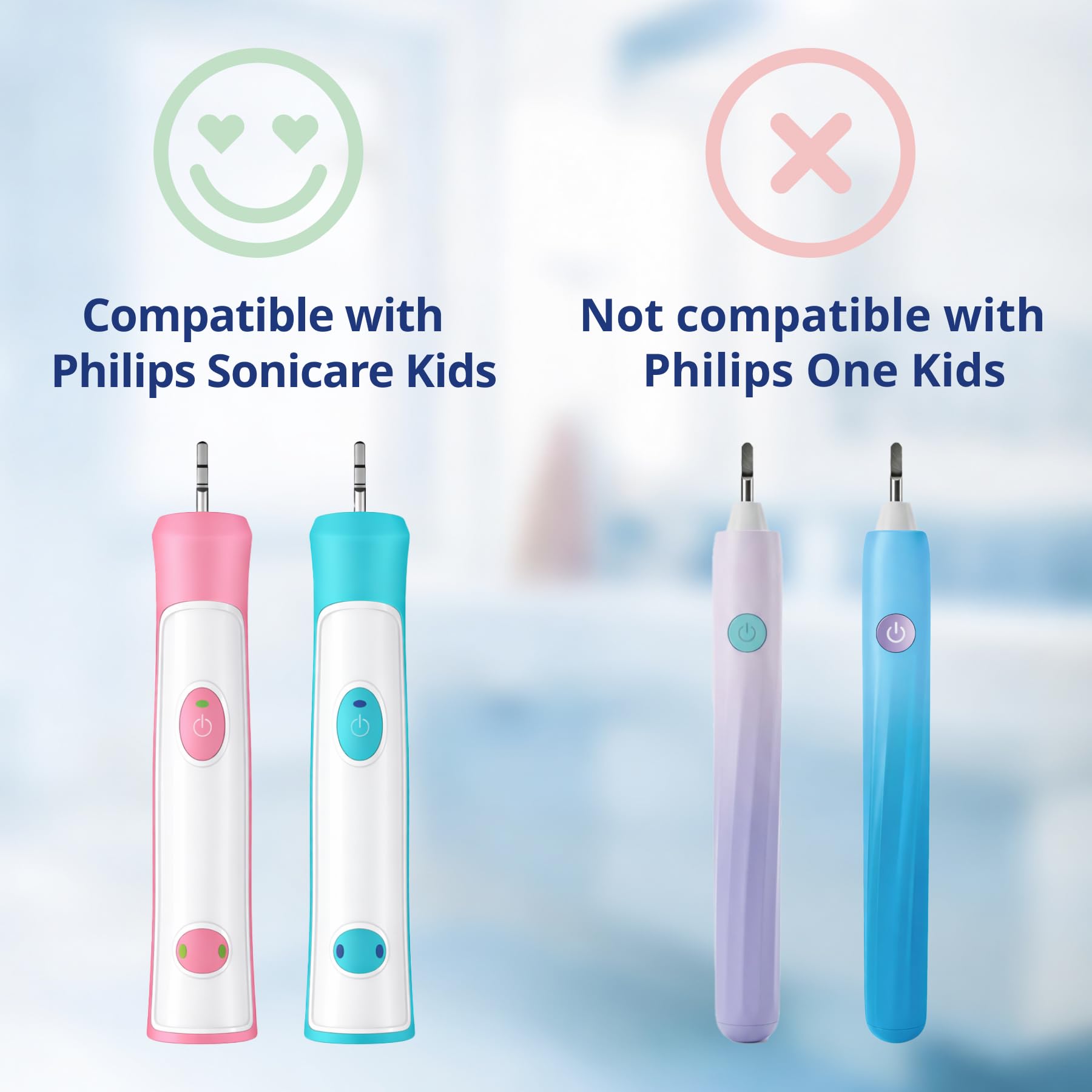 demirdental Mini testine per spazzolino da denti per bambini, compatibili con Philips Sonicare Kids - Testine di ricambio mini Sensitive - Testine per spazzolino mini dai 3 ai 6 anni - Rosa