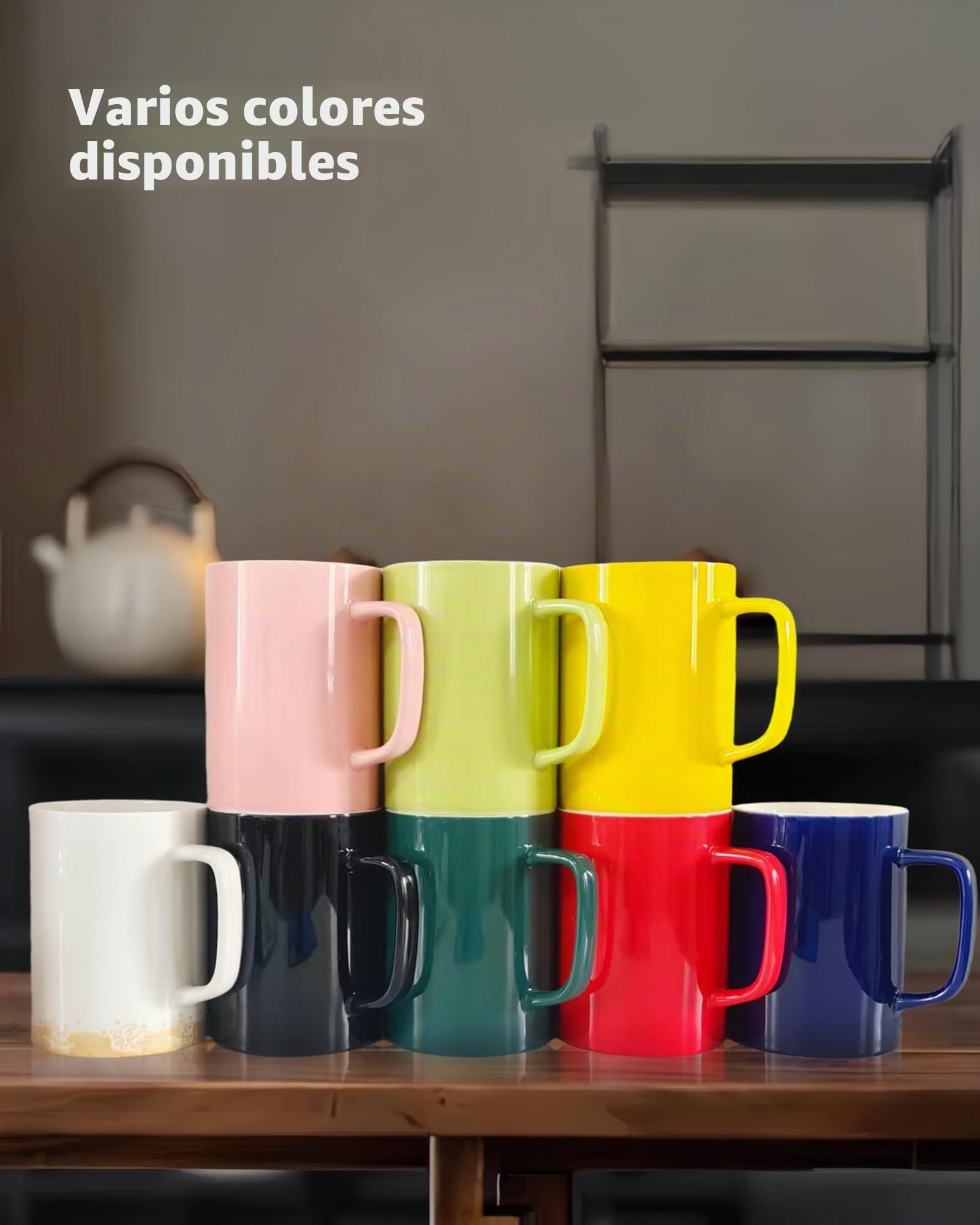 Taza de Café Gigantes Grande de Cerámica 1000 ml, Blanco | Tazas enormes, mug muy grande XXL con tapa y cuchara, aptas para lavavajillas y microondas, para café, té, oficina y hogar