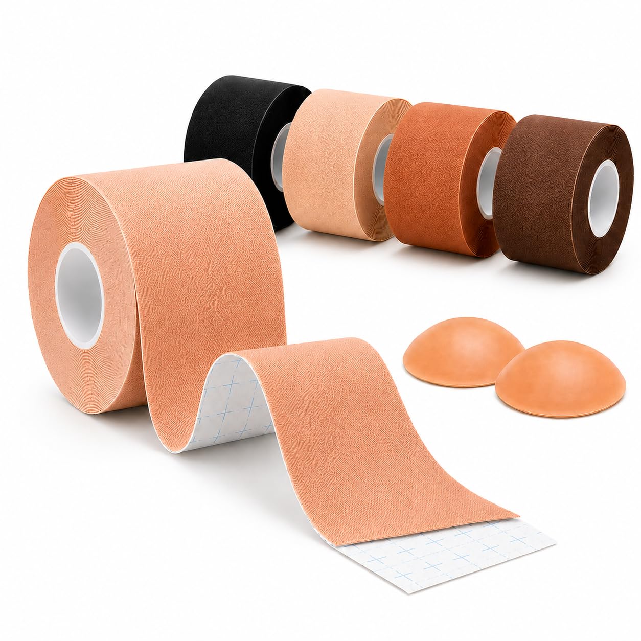 VEAR Boob Tape, Bob Tape for Large Breasts, Self-Adhesive Strapless Boobtapes with 2 Pcs Nipple Covers, 5M Stretchable Longer Than Regular Roll, Perfect to Stick on Bra (Skin)