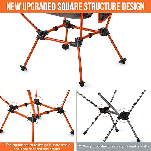 Miniatura 7 de G4Free Silla de campamento ligera y portátil con respaldo alto, silla plegable de alta resistencia de 330 libras con reposacabezas y bolsillo para