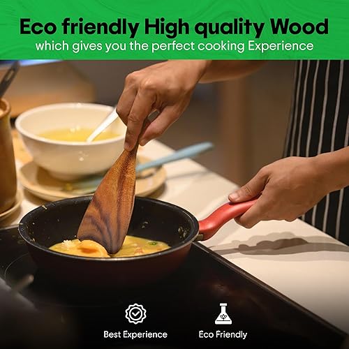 Miniatura 3 de Juego de utensilios de cocina de madera, juego de utensilios de cocina de madera de teca, incluye soporte para utensilios de madera, espátula de