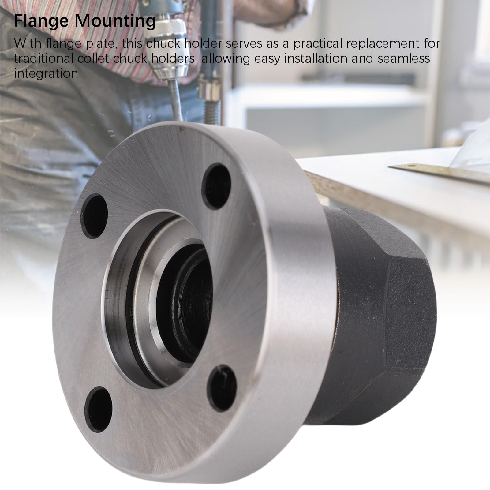 ER16 D45 Flange Collet Holder - 4 Holes Eccentric Nut Stainless Steel Chuck Seat for Lathe Machining Center Precision Grinding & Turning