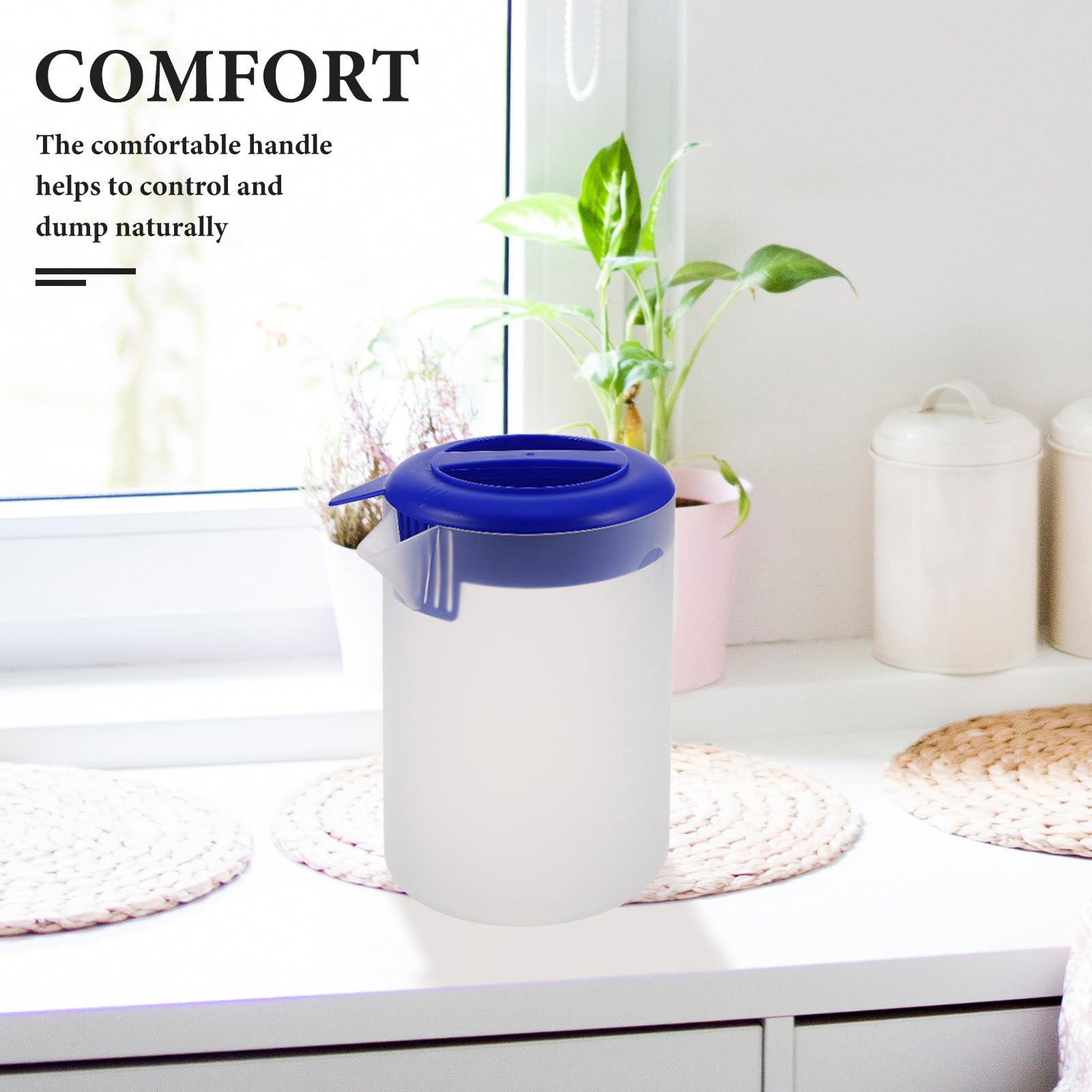 Brocca Graduata Smerigliata 5l con Coperchio e Manico Ergonomico, Brocca D’acqua di Grande Capacità per Tè Freddo e Bevande Refrigerate, Caraffa da Frigorifero per Ristoranti e