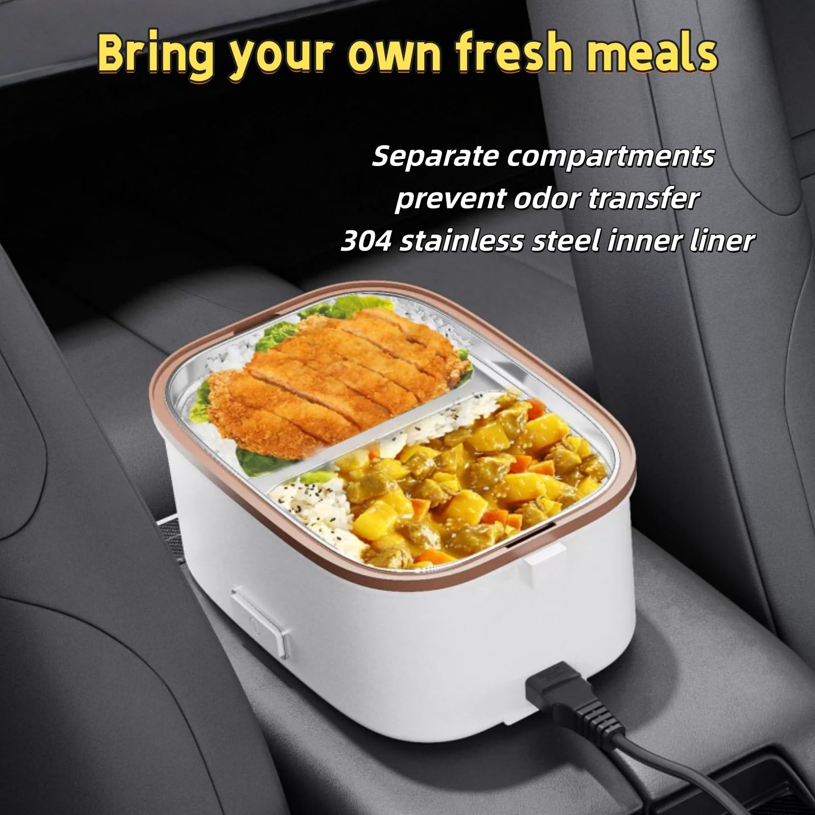 Contenitore termico per il pranzo alimentato dall'auto,vaporiera portatile elettrica per mantenere caldi i pasti,contenitore termico portatile elettrico per il pranzo(Style Two)