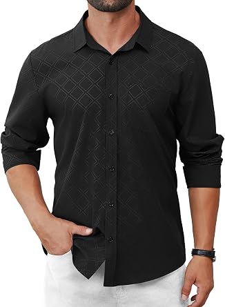 Hardaddy Mens Dress Shirt Long Sleeve Business Casual Button Down Shirts Men with Pocket Fall Winter