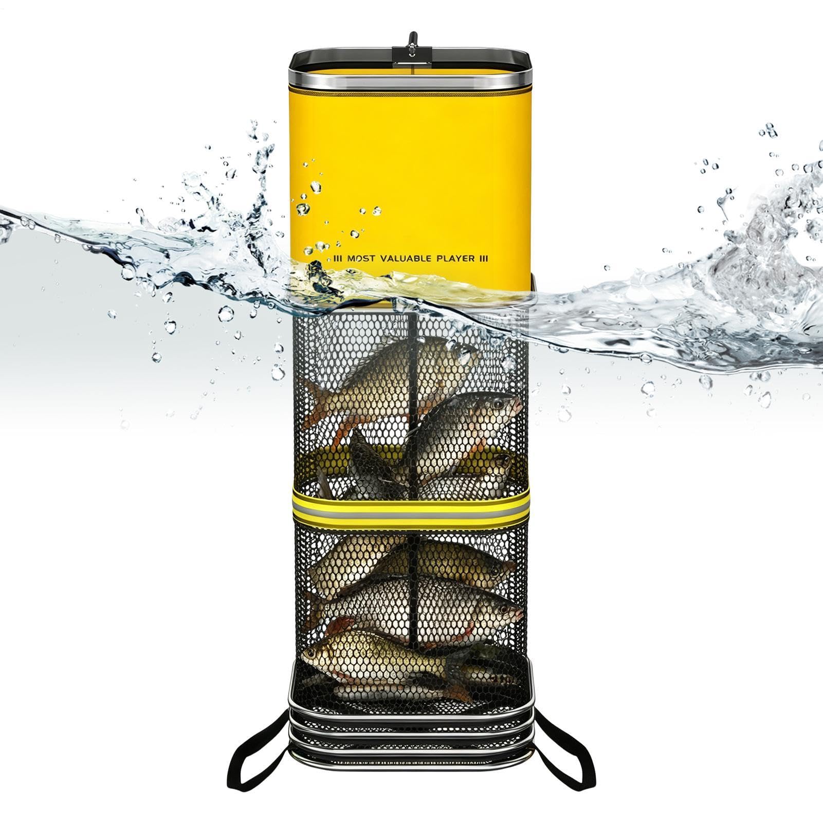 Trap & Bait Net, Folding Landing Net for Angeling, Durable Mesh Catc | Składana pułapka wędkarska, przenośna siatka wędkarska dla gatunków, wszechstronne narzędzie do połowu karp, basów i trou