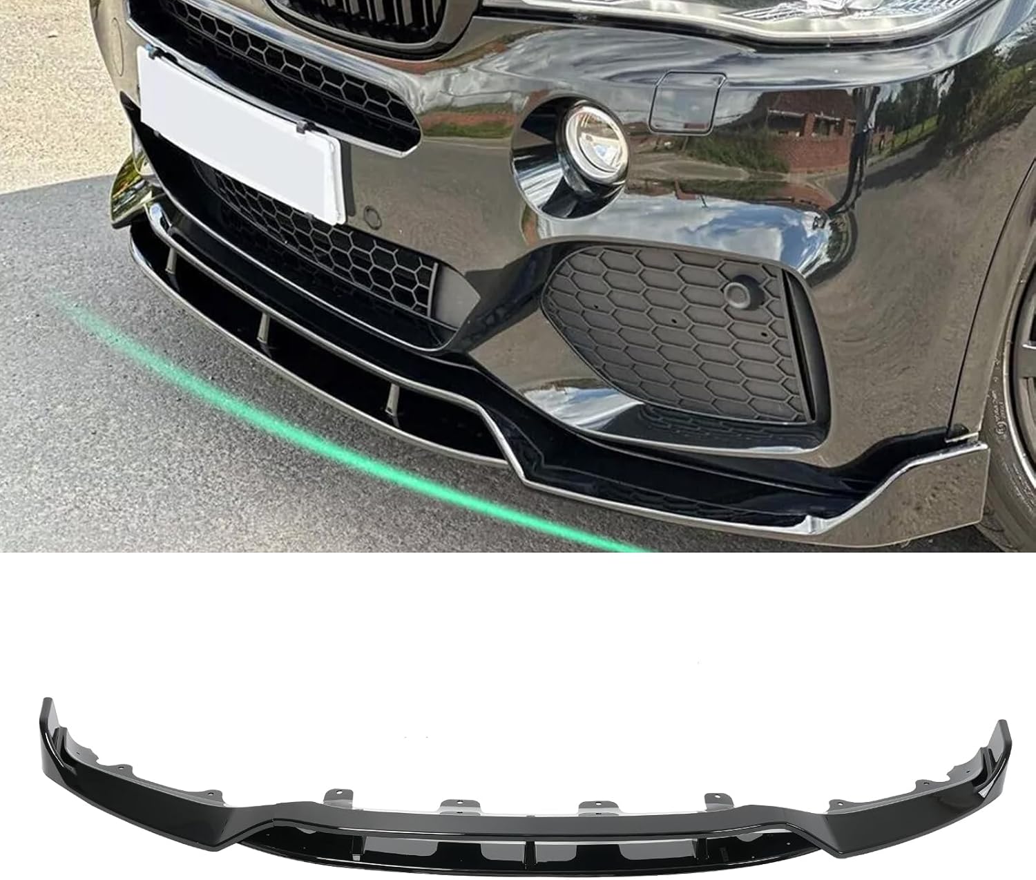 KHK Front Bumper Lip Spoiler for BMW X5 F15 M-Sport 2014-2018,Glossy Black ABS Air Dam Front Splitter Body Kit Accessories