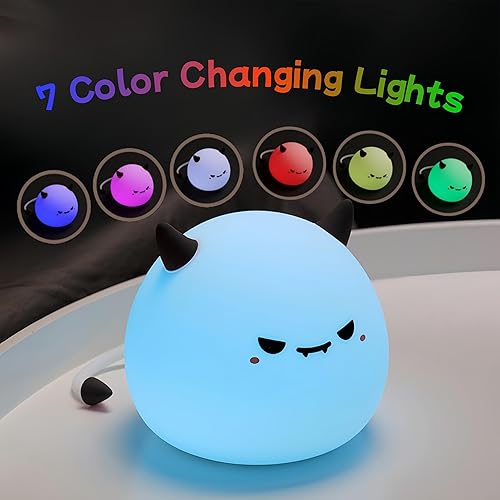 Miniatura 2 de Linda luz nocturna de monstruo para niños, linda lámpara de monstruo de silicona suave, 3 niveles, regulable, cambiante, recargable, para lactancia,