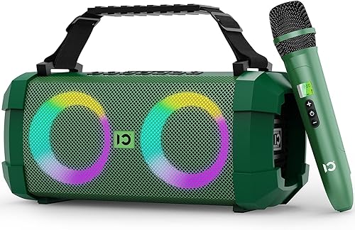 SHIDU Máquina de karaoke para adultos con micrófono inalámbrico y luces deslumbrantes, altavoz Bluetooth portátil con sistema PA para fiesta en