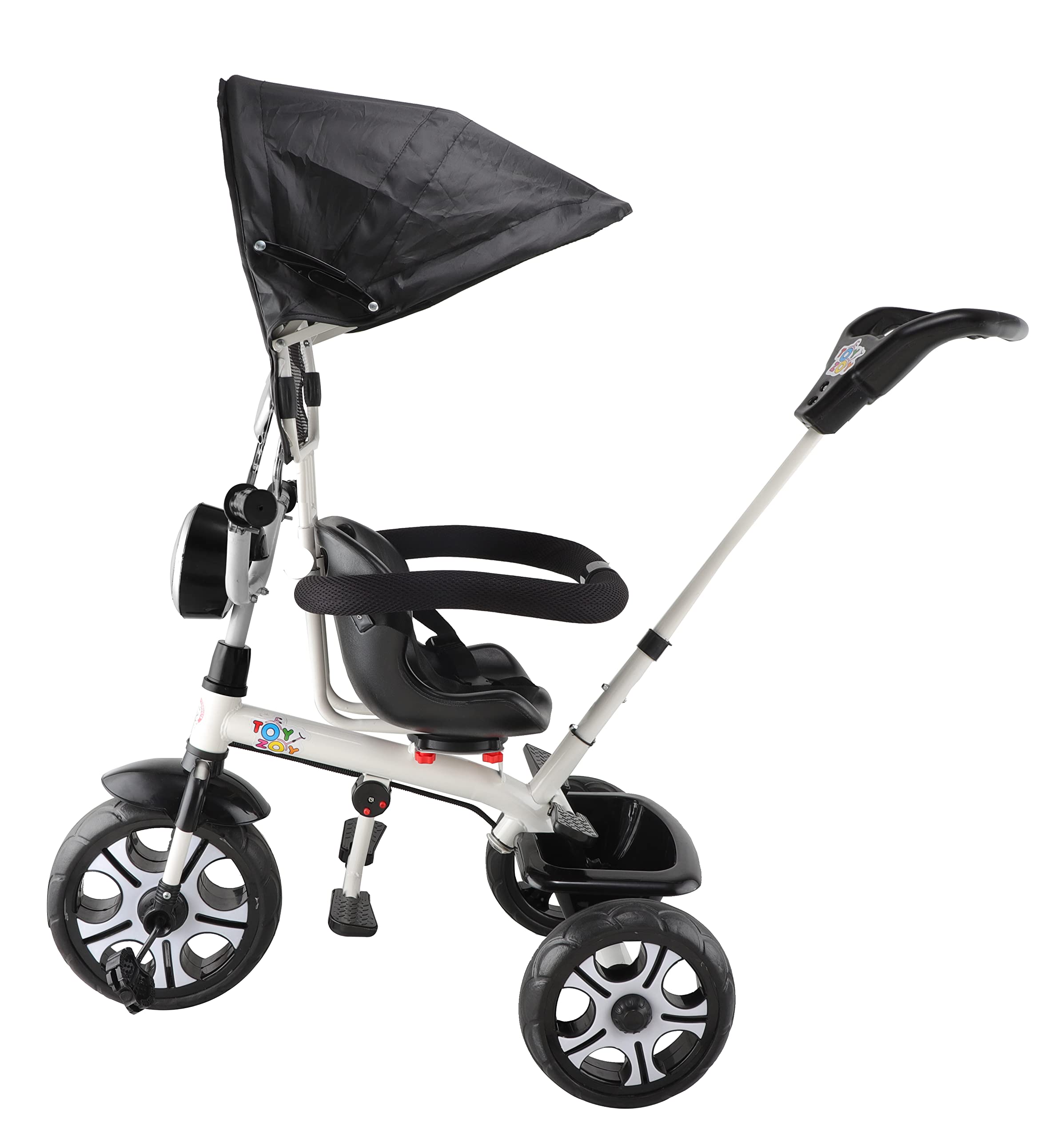 Toyzoy Melody Pro Max Kids|Baby Musical Trike|Tricycle with Light, Foldable Canopy and 360 Degree Seat Rotating Tricycle for Kids|Boys|Girls Age Group 2 to 5 Years, TZ-544 (White & Black) 2